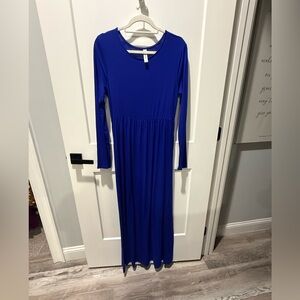 Zenana outfitters maxi dress long sleeve size large royal blue